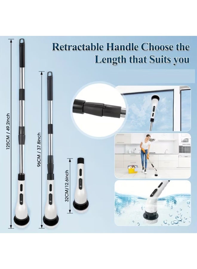 فرشاة تنظيف كهربائية دوارة لاسلكية 9 في 1 مع 9 رؤوس فرشاة قابلة للاستبدال وذراع تمديد قابل للتعديل بطول 54 بوصة، فرشاة تنظيف قوية قابلة لإعادة الشحن للحمام والمطبخ والبلاط والأرضيات وأحواض الاستحمام - Image 3